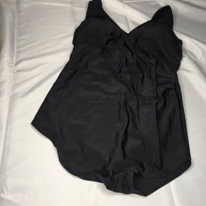 Black sarong front swim dress swimsuits for all